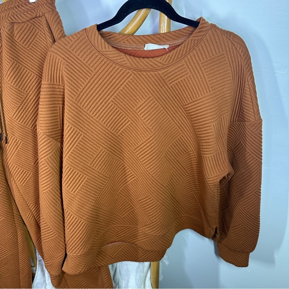 New In Textured Waffle Knit Sweater Set sz L - Picture 3 of 6